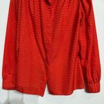 St. John  Red Houndstooth Silk Button Down Blouse Sz 6 Photo 4