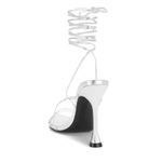 Camila Coelho  Jolie Metallic Silver Ankle Wrap Sandal Heels Photo 2