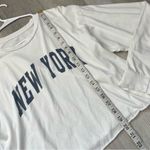 Brandy Melville Tshirt new york long sleeve crop oversized womens White one size Photo 5