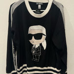 Karl Lagerfeld  Black and White Crewneck Sweater with Iconic Graphic size L Photo 0