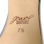 Jewel Badgley Mischka Silver Glitter Ankle Strap Block Heel Sandals 7.5 Dressy Photo 7