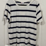 LuLaRoe  Kelly Top Navy Blue Stripe‎  2XL NWT Photo 0