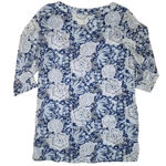 Lands' End Womens Floral Embroidered Tunic Top Swim Cover-up Blue Size S Photo 1