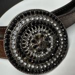 Perry Ellis Western Belt Rhinestone Brass Medallion Leather Size L/XL 35"-40" Boho Festival Photo 1