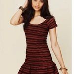 Free People  Cozy Day Mini Dress Rust Black Southwestern Aztec Size Medium NWOT Photo 0