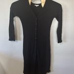 Vetta Black Ribbed Knit Button Up Sweater Midi Dress Size Small Long‎ Sleeve Photo 0