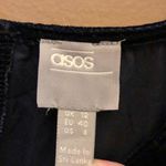 ASOS Velvet Long Sleeve V Neck Tie Ruched Waist Maxi Dress Dark Blue 8 Photo 2