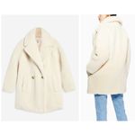 Topshop Cream Off White Teddy Faux Fur Oversized Winter Borg Coat Size 12 Large Photo 8