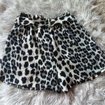 ZARA black leopard belted shorts Photo 5