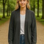 Karen Scott NEW  Grey Openfront Knit Drapey Cardigan Capsule Cozy Holiday S Photo 0