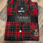 Ralph Lauren  Size Large Pajama Pant Set Red Holiday Plaid Fleece 2 Piece New Photo 0