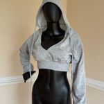 Crop Top Hoodie Sweatshirt Vneck Long Sleeve Top Tee Blouse Gym Sport Top Tshirt Gray Photo 2