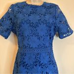 Just Me  Hemline Indigo Denim Blue Lace Dress Short Sleeve Keyhole Back Sz S NWT Photo 2