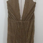 House Of CB  Gold Glittery Deep V plunge neck jumpsuit Photo 0