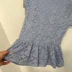 Forever 21 Periwinkle Purple / Blue Floral Lace Short Sleeve Peplum Blouse Top L Photo 9