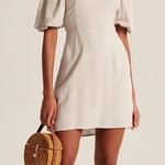 Abercrombie & Fitch Square Neck Puff Short Sleeve Mini Dress Tan Medium Photo 0