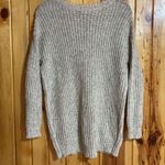 Aerie Women's Grey and White Wool and Alpaca Blend Lace up Front Sweatshirt. Photo 2