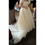 Mori Lee  BRIDAL | Ivory Chiffon "Evette" Dress Off Shoulder Butrons Back | 22W Photo 8