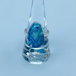 Marine Blue Aura Druzy Sterling Silver Ring Jewelry Size 9 Blue Photo 0