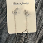 Silver Geometric Drop Earrings Photo 0