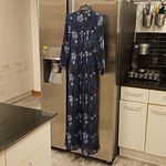 Chan Luu ππ Eloise Maxi Dress ~ Black & Blue Abstract Floral Print XS Photo 1