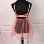 Victoria's Secret  NEON PINK PEACH BABY DOLL SHEER MESH LINGERIE TOP SLIP Photo 4