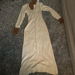Vtg 70s Wenjilli earthy Knit crochet Maxi Dress 11/12 Tan Size undefined Photo 1