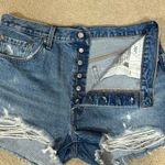 Levi's  Strauss Light Wash Blue Distressed High Waist Cut Off Mom Shorts Size W34 Photo 2