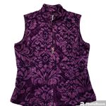 Charter Club Woman Purple & Black Floral Velour Quilted Vest Size Petite Small Photo 0