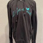 Life is Good Butterfly Brown Turquoise Zip-Up Hoodie Jacket Photo 1