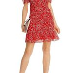 Parker  Krislyn Dress in Red Aurora 16 Womens Floral Chiffon Faux Wrap Photo 10