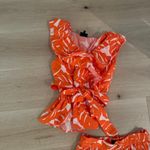 Who What Wear Orange and White Patterned Set Photo 1