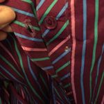 Vintage 70s 80s purple striped shirt secretary dress multi sizes Size L Photo 7