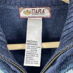 Vintage Women's Cornflower Blue Tiara Embroidered Zip Up Cardigan Sweater Sz M Size M Photo 2