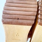 Leather Craft Chantel Sandals Women's Size 7 Tan Leather Chunky Wood Heel Italy Brown Photo 7