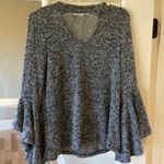 Penelope Project Sweater Heather Black Flowy Bell Waterfall Sleeves Choker Neck Size XS Photo 15