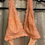 Free People  Bright Orange Lace Halter Neck Bralette Size Medium Photo 0