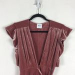 MISA Los Angeles  Carolina Pink Crushed Velvet Ruffle Wrap Maxi Dress Small Photo 3