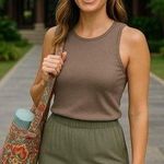 Avocado Racerback Tank Top Stretch Sustainable Ribbed Brown Buttery Soft Workout Size M Photo 0