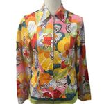 Coldwater Creek Retro Multicolored Floral Full Zip Collared Shirt Crop Jacket Photo 1