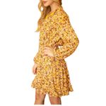 VOY Patricia Women's Tied Ruffle Accent Long Sleeve Swing Mini Dress Size Large Brown Photo 13