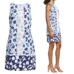 Eliza J NWT  Mini Dress Size 4 Lace Trim Floral Blue & White Coastal Shift NEW Photo 4