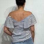 Rebecca Taylor  Gray Jaguar V-Neck Silk Blouse Sz 4 NWT Photo 11