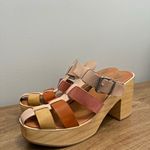 Beast Fashion Colorblock Platform clogs Leather Wood Heel Retro Size 10 Photo 8