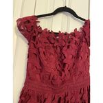Chi Chi London Burgundy Lace Floral Midi Dress Off Shoulder Design Womens Size S Photo 4