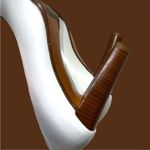 Stuart Weitzman  luxury brand white leather heels with peekaboo design! Photo 6