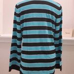 Michael Kors  Sweater Striped Lace-Up V-Neck Knit Top Blue Black Size XL Photo 5