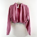 Alo Yoga Alo Sweet Escape Cropped Zip Up Hoodie Sweatshirt Pink Wild Rose Small Photo 3