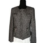 Vintage Victor Alfaro Black/white Tweed Jacket Blazer front pockets Size 14P Black Photo 0