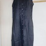 Buttons Casual Corner Black Sleeveless Linen Button Down Collared Dress  Size 6 Photo 0